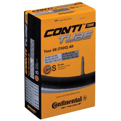 Continental Tour 28 All Purpose Binnenband - Zwart - Presta - 700c / 32mm / 47mm / 42mm Ventiel Continental Tour 28 All Purpose Binnenband - Zwart - Presta - 700c / 32mm / 47mm / 42mm Ventiel