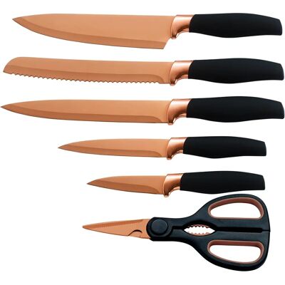 KING Titanium Rosé Messerset - Ergonomisch, Antihaft, 5 Messer & 1 Schere KING Titanium Rosé Messerset - Ergonomisch, Antihaft, 5 Messer & 1 Schere