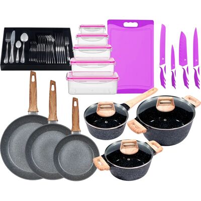 KING ESSENTIAL Aluminium Induktion Antihaft - 7,5 L - Lila Töpfe-Set KING ESSENTIAL Aluminium Induktion Antihaft - 7,5 L - Lila Töpfe-Set