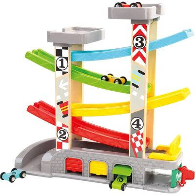 Mertens Bino 84092 - Kinderrennbahn mit 4 Autos & Garagen Mertens Bino 84092 - Kinderrennbahn mit 4 Autos & Garagen
