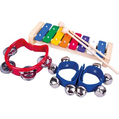 Mertens Bino 86589 - Musikset, Instrumenten-Set (Xylophon, Schellen-Armband, Tamburin), 3-teilig Mertens Bino 86589 - Musikset, Instrumenten-Set (Xylophon, Schellen-Armband, Tamburin), 3-teilig