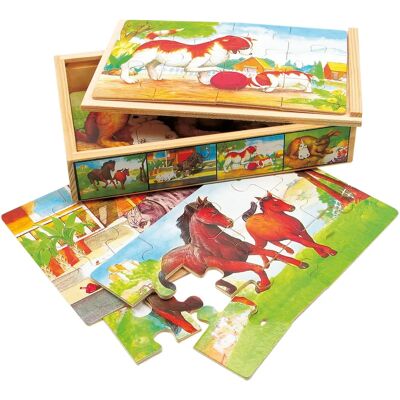 Mertens Bino 88015 - Puzzle Animaux 48 pièces Boîte en bois avec couvercle coulissant - Publicité Mertens Bino 88015 - Puzzle Animaux 48 pièces Boîte en bois avec couvercle coulissant - Publicité