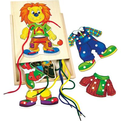 Bino 88102 - Bildungsnähspiel für Kinder - Holzbox mit Löwenmotiv Bino 88102 - Bildungsnähspiel für Kinder - Holzbox mit Löwenmotiv