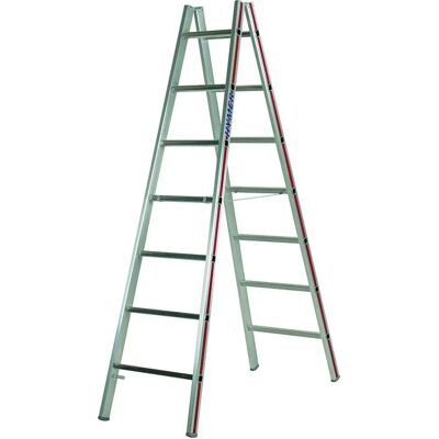 Hymer Sprossenstehleiter mit verschraubten Alumininium Scharnieren 2x8 Sprossen - Leiter Hymer Sprossenstehleiter mit verschraubten Alumininium Scharnieren 2x8 Sprossen - Leiter