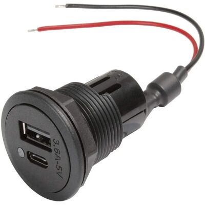 ProCar Bilstrømadapter - Dobbelt USB-C/A, Sort ProCar Bilstrømadapter - Dobbelt USB-C/A, Sort