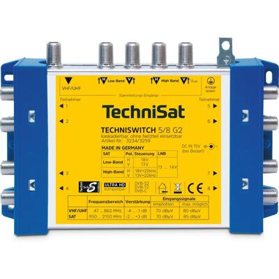 TechniSat TECHNISWITCH 5/8 G2 Satellit Multischalter - Blau, Gelb TechniSat TECHNISWITCH 5/8 G2 Satellit Multischalter - Blau, Gelb