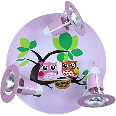 Luce a Soffitto Rosa con Gufo - Decorazione Bambini Luce a Soffitto Rosa con Gufo - Decorazione Bambini
