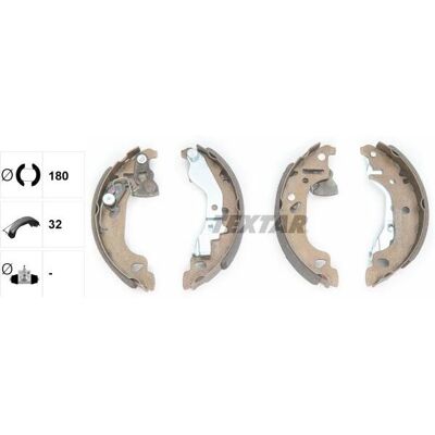 Textar Bremsbackensatz für Fiat Punto II - 180mm Trommel, 32mm breit Textar Bremsbackensatz für Fiat Punto II - 180mm Trommel, 32mm breit
