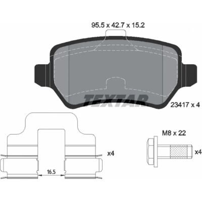 TEXTAR Model 4019722267765 Bagbremseklodser - Brake Pads TEXTAR Model 4019722267765 Bagbremseklodser - Brake Pads