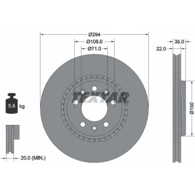 TEXTAR PRO 92287103 Belüftete Bremsscheibe - Bremsentyp TEXTAR PRO 92287103 Belüftete Bremsscheibe - Bremsentyp