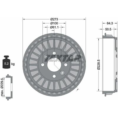 TEXTAR 94046100 Bremsedrums TEXTAR 94046100 Bremsedrums
