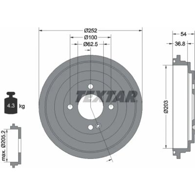 TEXTAR 94046700 Bremsentrommel für Kia Rio - Bremsart TEXTAR 94046700 Bremsentrommel für Kia Rio - Bremsart