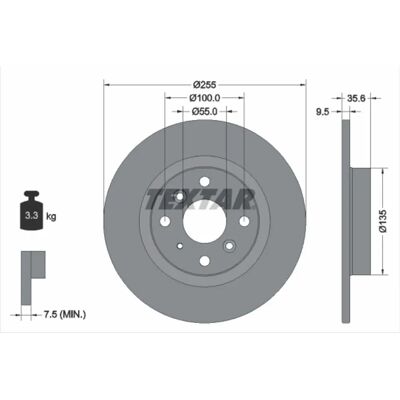 TEXTAR Mazda MX-5 IV Rear 255mm Solid Disc - Brake Part TEXTAR Mazda MX-5 IV Rear 255mm Solid Disc - Brake Part