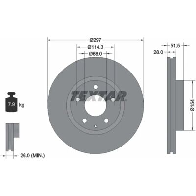 TEXTAR Mazda CX-5 Disco de freno ventilado - Disco de freno TEXTAR Mazda CX-5 Disco de freno ventilado - Disco de freno