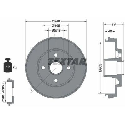 TEXTAR 94049800 Tambour de frein - Brake Drum TEXTAR 94049800 Tambour de frein - Brake Drum