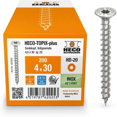 Vis Heco-Topix-Plus 4x30mm Tête fraisée, filetage variable - Publicité Vis Heco-Topix-Plus 4x30mm Tête fraisée, filetage variable - Publicité