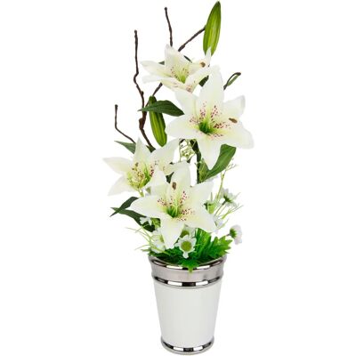 I.GE.A. Lilien Künstliche Pflanze - Keramiktopf - 55cm Hoch I.GE.A. Lilien Künstliche Pflanze - Keramiktopf - 55cm Hoch