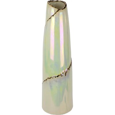 Jarrón de cerámica dorada Home Affaire 13x50cm - Florero Jarrón de cerámica dorada Home Affaire 13x50cm - Florero
