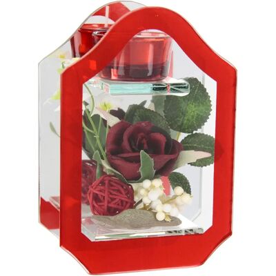Support à bougie en verre rouge IGEA - Décoration lumineuse Support à bougie en verre rouge IGEA - Décoration lumineuse