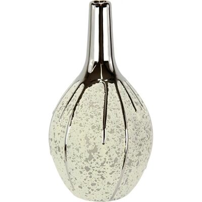 Dekovase I.GE.A. - Keramik Vase - Weiß-Silber - 12x24 cm - Ceramic Vase Dekovase I.GE.A. - Keramik Vase - Weiß-Silber - 12x24 cm - Ceramic Vase