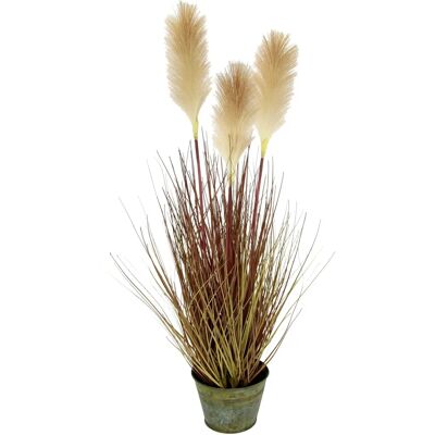 Herbe Pampas Flair - Plante Artificielle en Pot Métallique - 75x24x24cm Herbe Pampas Flair - Plante Artificielle en Pot Métallique - 75x24x24cm