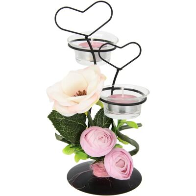 Support de bougie Rose I.GE.A. - Verre, Plastique, Métal - 10x24cm Support de bougie Rose I.GE.A. - Verre, Plastique, Métal - 10x24cm