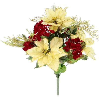 Flair Flower Kunstmatige Kerstster en Hortensiabloem Boeket - Kerstversiering Flair Flower Kunstmatige Kerstster en Hortensiabloem Boeket - Kerstversiering