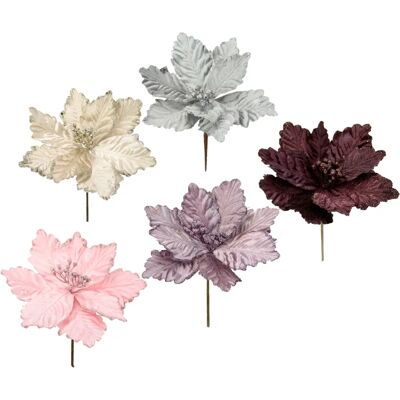 I.GE.A. Kunstpoinsettia - 5 roze fluwelen bloemen I.GE.A. Kunstpoinsettia - 5 roze fluwelen bloemen