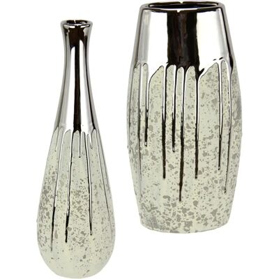 I.GE.A. Weiße Keramikvase Set - 11x34 cm für Trockenblumen & Dekoration I.GE.A. Weiße Keramikvase Set - 11x34 cm für Trockenblumen & Dekoration