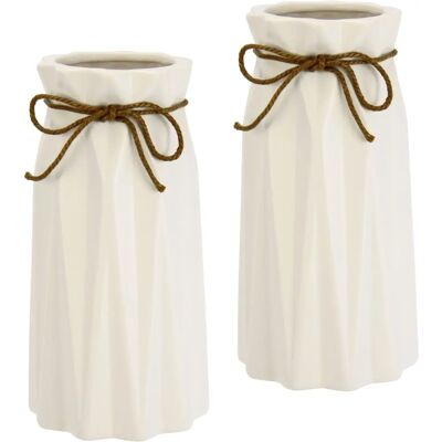Jarrón decorativo I.GE.A. 9x17 cm blanco cerámica set de 2 Jarrón decorativo I.GE.A. 9x17 cm blanco cerámica set de 2