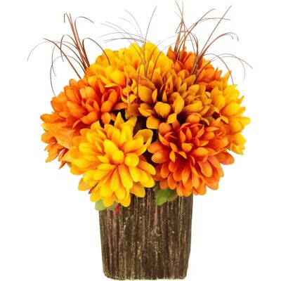 I.GE.A. Chrysanthemen im Topf - gelb/orange - H 27 cm - W 21 cm - Kunstblume im Topf I.GE.A. Chrysanthemen im Topf - gelb/orange - H 27 cm - W 21 cm - Kunstblume im Topf