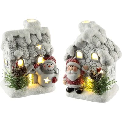 I.GE.A. - Haus mit Schneemann Nikolaus LED-Licht - Weiß/Rot - LED decorative house I.GE.A. - Haus mit Schneemann Nikolaus LED-Licht - Weiß/Rot - LED decorative house