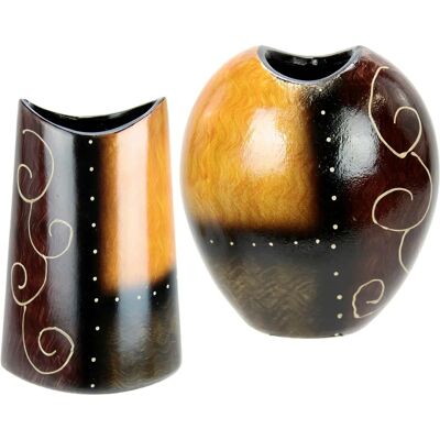 I.GE.A. Keramikvase Set - Braun - 2 Stück - 16cm x 19cm - Blumen & Pampas I.GE.A. Keramikvase Set - Braun - 2 Stück - 16cm x 19cm - Blumen & Pampas