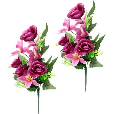 Zestaw sztucznych kwiatów I.GE.A. - Orchidea i róża - 2 sztuki Zestaw sztucznych kwiatów I.GE.A. - Orchidea i róża - 2 sztuki