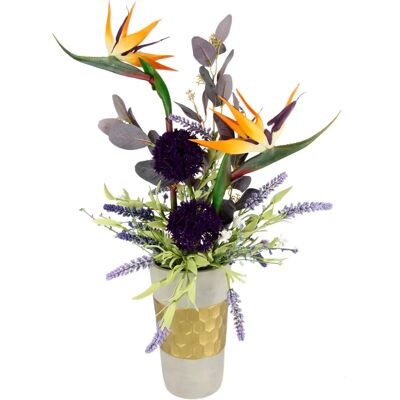 I.GE.A. - Gesteck aus Strelitzia, Allium und Lavendel - Kunstpflanzen I.GE.A. - Gesteck aus Strelitzia, Allium und Lavendel - Kunstpflanzen