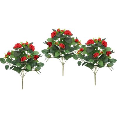 Kunstblume I.GE.A. Künstlicher Rosenbusch - rot - 34 cm - Künstliche Pflanze Kunstblume I.GE.A. Künstlicher Rosenbusch - rot - 34 cm - Künstliche Pflanze