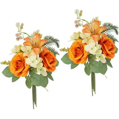 I.GE.A. - Kunstblumen-Strauß Rosen Lilien Hortensie - orange - Decorative flower I.GE.A. - Kunstblumen-Strauß Rosen Lilien Hortensie - orange - Decorative flower
