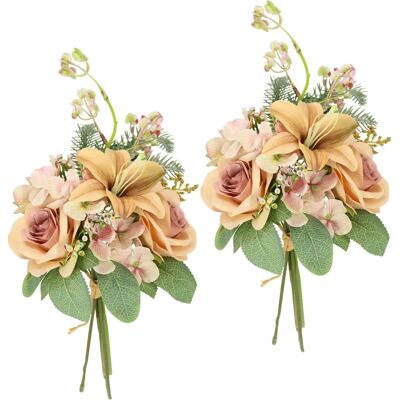 I.GE.A. - Kunstblumen-Strauß Rosen Lilien Hortensie - Peach I.GE.A. - Kunstblumen-Strauß Rosen Lilien Hortensie - Peach