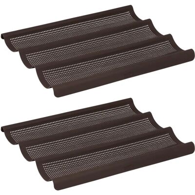 Lurch - 585085 - Ensemble FlexiForm avec 2 moules à baguettes pour 3 baguettes (36 cm) - Set de moules à pâtisserie Lurch - 585085 - Ensemble FlexiForm avec 2 moules à baguettes pour 3 baguettes (36 cm) - Set de moules à pâtisserie