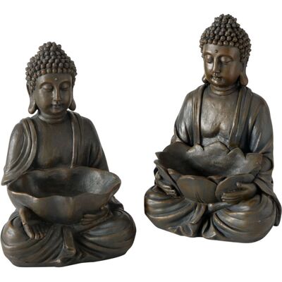 Boltze - Buddha Figur Blütenschale Braun - Figur Boltze - Buddha Figur Blütenschale Braun - Figur