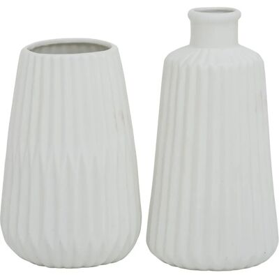 Boltze Esko Vase Set - White 17cm Ceramic Decor Boltze Esko Vase Set - White 17cm Ceramic Decor