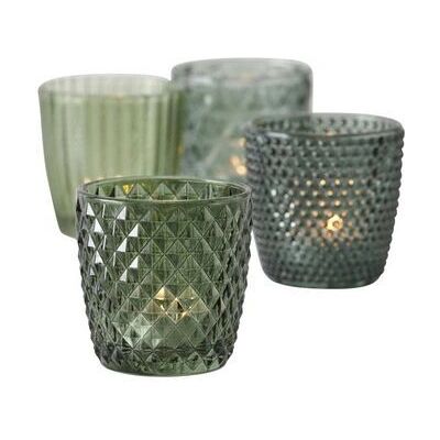 Support À Bougie En Verre Vert Boltze - Set de 4 Support À Bougie En Verre Vert Boltze - Set de 4