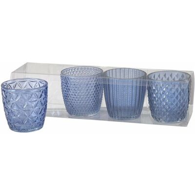 Support à bougies Boltze Marilu - Verre Bleu - Ensemble de 4 Vases Ronds Décoratifs Support à bougies Boltze Marilu - Verre Bleu - Ensemble de 4 Vases Ronds Décoratifs
