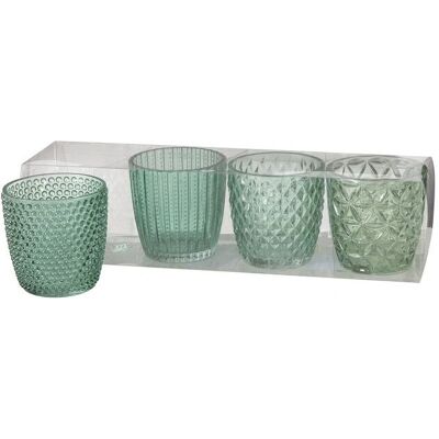 Boltze 1020524 Candle Holder - Green Glass Set of 4 Boltze 1020524 Candle Holder - Green Glass Set of 4