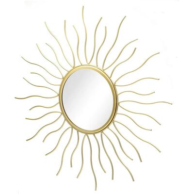 Złote okrągłe lustro ścienne w kształt słońca - 50cm - Lustro Złote okrągłe lustro ścienne w kształt słońca - 50cm - Lustro