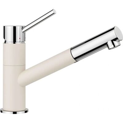 Keukenmengkraan Blanco - Soft White/Chrome - Uittrekbare Spray - 120° Kantelbare Uitloop Keukenmengkraan Blanco - Soft White/Chrome - Uittrekbare Spray - 120° Kantelbare Uitloop