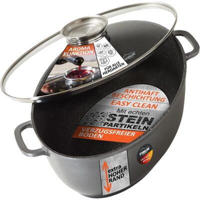 STONELINE Poêle à Rôtir Gourmet - Antiadhésif, Compatible induction, Couvercle en verre - Publicité STONELINE Poêle à Rôtir Gourmet - Antiadhésif, Compatible induction, Couvercle en verre - Publicité