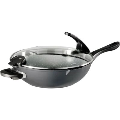 STONELINE Future Wok 32 cm - Antiadhésif, Induction, Couvercle en Verre - Publicité STONELINE Future Wok 32 cm - Antiadhésif, Induction, Couvercle en Verre - Publicité