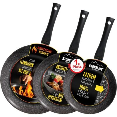 STONELINE Ceramic Pan Set - Non-Stick, Induction Safe, 20/24/28cm STONELINE Ceramic Pan Set - Non-Stick, Induction Safe, 20/24/28cm