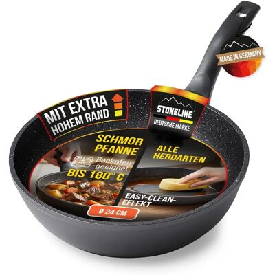 STONELINE Made in Germany Schmorgeschirr 24 cm - Schwarz - Sauteuse STONELINE Made in Germany Schmorgeschirr 24 cm - Schwarz - Sauteuse